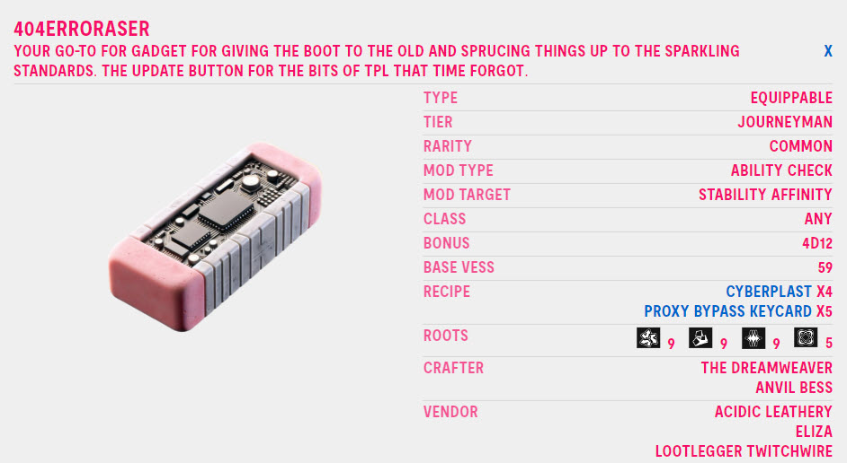 Example Gear Attributes